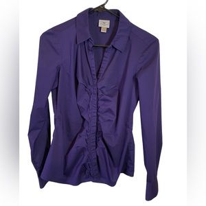Worthington Long Sleeve Button Down Ladies Deep Purple Shirt Size 6